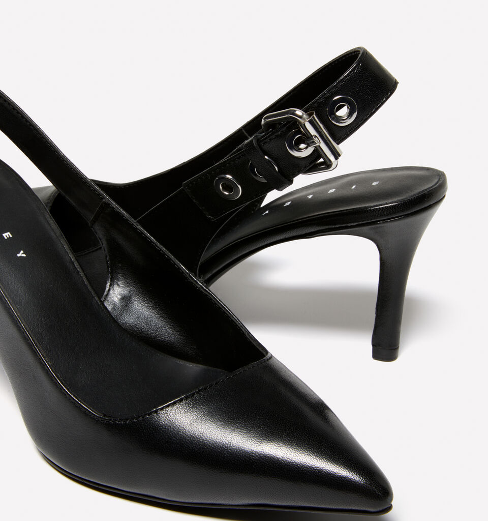 Leather pumps with buckle - women's heels - Black | Sisley image number 4
